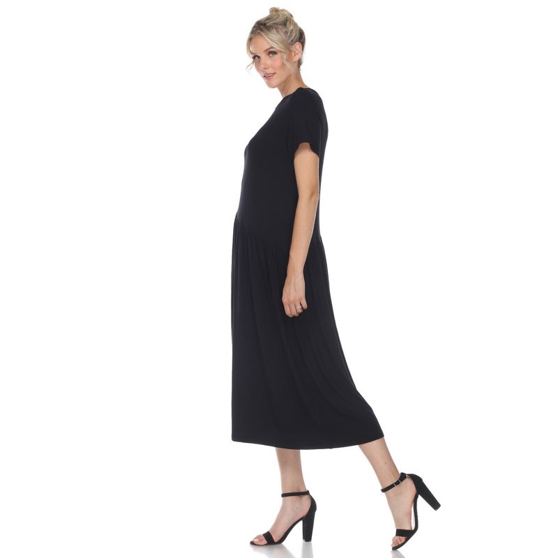 Women's Short Sleeve Asymmetrical Waist Maxi Dress - White Mark, 3 of 6