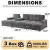 GDFStudio Vale Modern 127" L-shaped 3-Seater Corduroy Upholstered Sectional Sofa with 3 Ottomans - 3 of 4