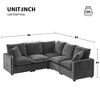 86" Modern Chenille 5-Seat Modular L-Shaped Sectional Sofa with 2 Pillows, 5-Piece Free Combination Couch Set - 3 of 4