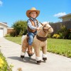 Qaba Ride on Horse for Kids 3-5 Years, 31.5 Inch Height Plush Riding Pony, Walking Horse Animal with Rolling Wheels for Active Play, Brown - 2 of 4