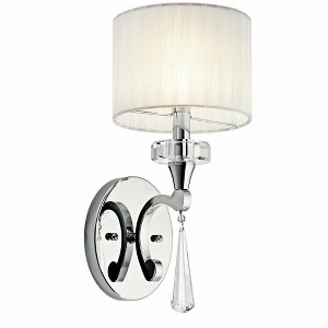 Parker Point 15.5" 1 Light Wall Sconce with Optical Crystal Accents and Organza Fabric in Chrome - 1 of 3