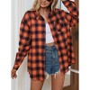 Womens Fashion Plaid Flannel Jacket Casual Long Sleeve Button Collared Neck Oversized Shirts - 2 of 4