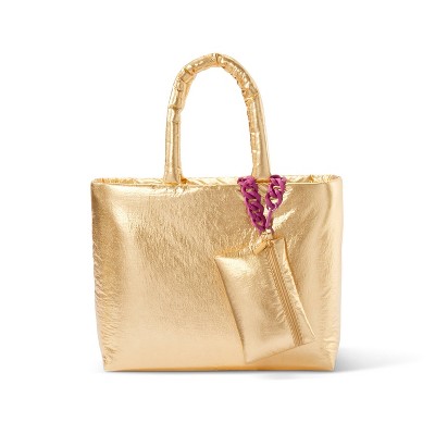 Metallic Puffer Tote Bag with Chain - Kika Vargas x Target Gold