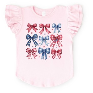 The Juniper Shop Coquette Bow Chart Stars And Stripes Flutter Sleeve Tee - 1 of 4