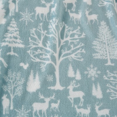 King Enchanted Woods Blue Velvet Plush Fleece Sheet Set