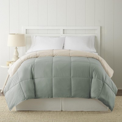 Twin Dusty Sage and Almond Reversible Microfiber Comforter Set