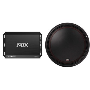 MTX TERMINATOR 500-Watt RMS 2Ω Mono Block Class D Amplifier and MTX Audio 5515-44 55-Series 15" 400W RMS Dual 4-Ohm Subwoofer - 1 of 4