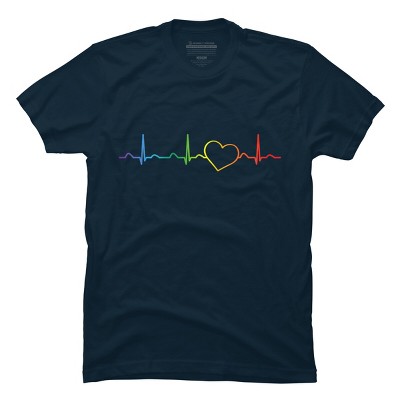 Adult Design By Humans Rainbow Pride Heartbeat By Luckyst T-Shirt