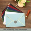 Unique Bargains Office Invitations Graduation Parties Card Gold Border V Flap Envelopes Red - 4 of 4