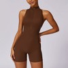 Anna-Kaci Active Women's Sleeveless Zip Front Active Romper with High Neck and Fitted Stretch Fabric - 2 of 4