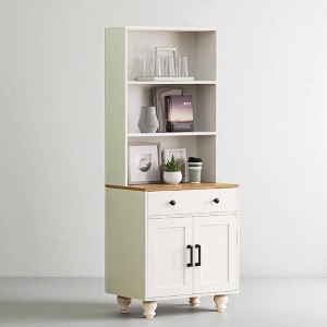 Kitchen Pantry Cabinet with Drawer and Adjustable Shelves, Storage Cabinet with Wood Legs, 5-Tier Freestanding Cupboard for Kitchen or Dining Room - 1 of 4
