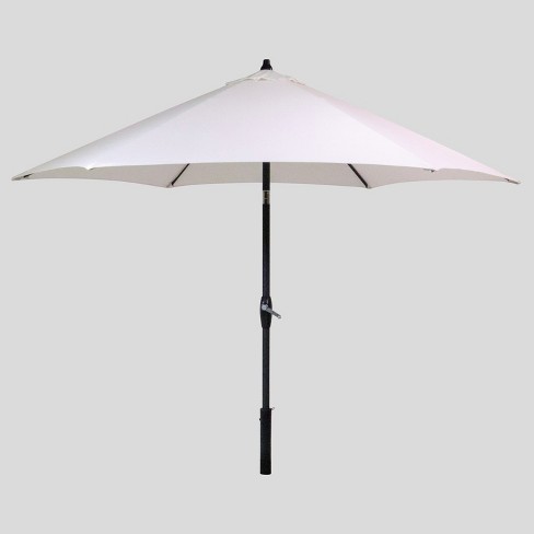 9 Round Patio Umbrella Sunbrella Spectrum Eggshell Black Pole