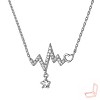 Silver Copper Heartbeat & Star Modern Unisex Necklace - 3 of 4