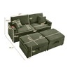 Convertible Corduroy Sectional Sofa with Double Storage Ottoman & USB - 2 of 2