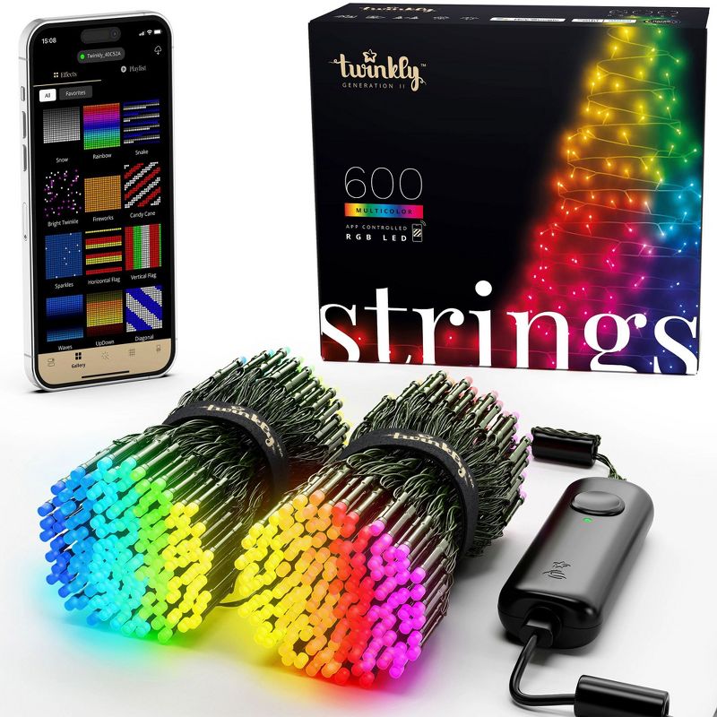 Twinkly Strings + Music App-Controlled 400 LED RGB Multicolor Christmas Lights 105-Ft Indoor/Outdoor Smart Lighting w/ USB Music Syncing Device, 4 of 8