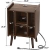 Aheaplus Record Player Stand with Power Outlet, Vinyl Stand with 4 Storage Compartments - 3 of 4