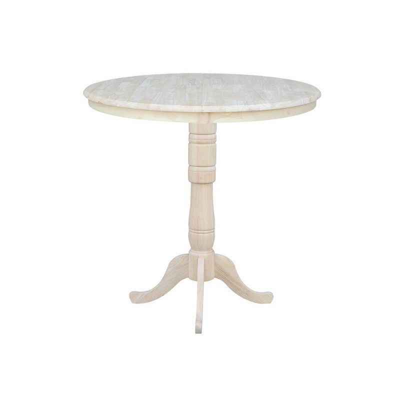 36" Round Extendable Table with 12" Drop Leaf Unfinished - International Concepts, 3 of 10
