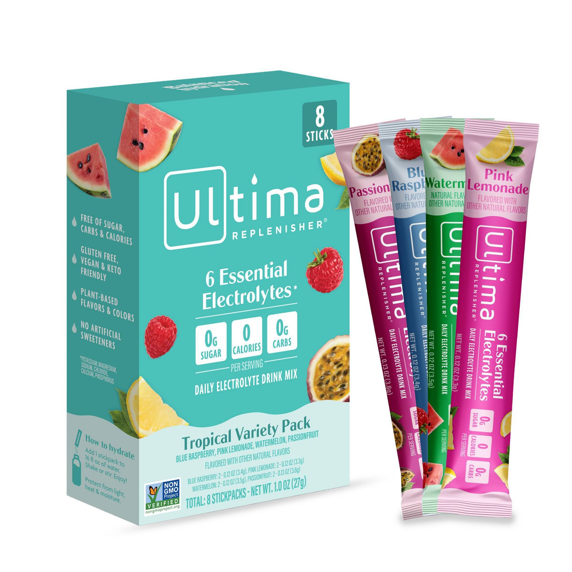 Ultima Replenisher Tropical Variety Pack Electrolyte Drink Mix - 8pk