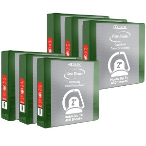 BAZIC Products® Slant D Ring View Binder with 2 Pockets, 2", Green, Pack of 6 - 1 of 2