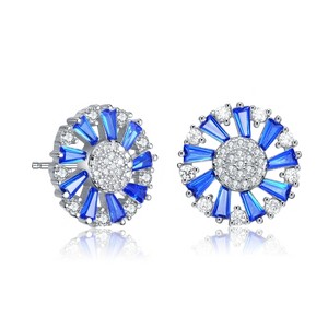 Guili Pinwheel Sterling Silver with Multi-Colored or Colored Cubic Zirconia Pinwheel Stud Earrings for a Fun, Playful, and Elegant Sparkling Appeal - 1 of 3