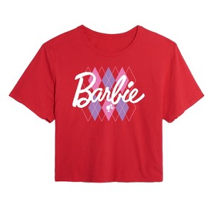 Women's - Barbie - Argyle Cropped Graphic T-Shirt - 1 of 4