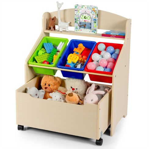 Natural/Primary Colors 12-Bin Kids Toy Storage Organizer