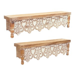 Melrose Whitewashed Ornamental Wall Shelf (Set of 2) - 1 of 2