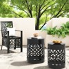 NAYSAYE Outdoor Patio End Table Set of 2, Metal Side Table with Carved Trellis for Home Lawn Garden Patio, Black, 13.75"*13.75"*18" - 2 of 4