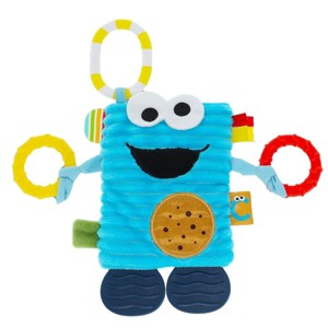 Sesame Street Cookie Monster Tug & Tag 10" Inch Plush Sensory Soft Activity Teether Toy - 1 of 4