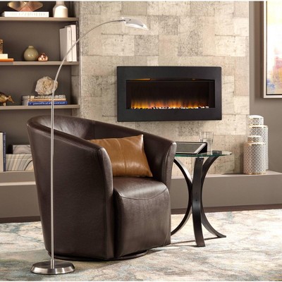 Sleek Modern Bentwood 23" Round Accent Table with Tempered Glass Top