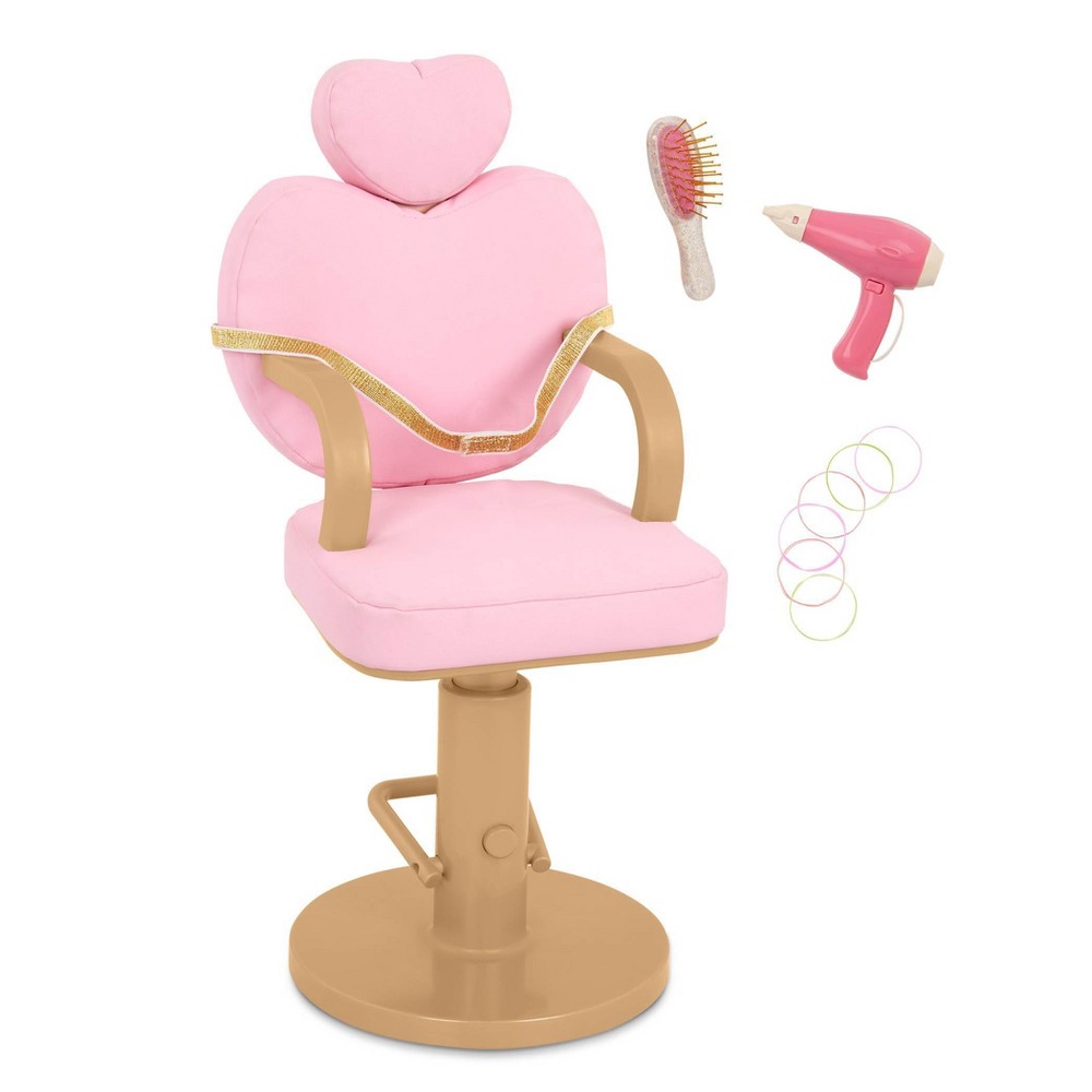 Photos - Doll Accessories Our Generation Dolls Our Generation Sweet Styles Pink Salon Chair Hair Styling Accessory Set fo 