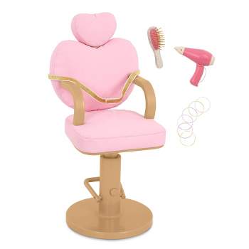 Our Generation Sweet Styles Pink Salon Chair Hair Styling Accessory Set for 18'' Dolls