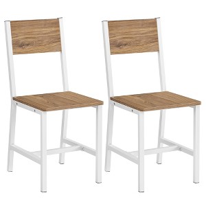 VASAGLE Dining Chair Set of 2, Rustic Wood Chairs with Metal Steel Frame, Easy to Assemble, Comfortable Seat, Modern Farmhouse Chair - 1 of 4