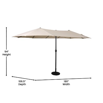 Tan 15 FT Triple Head Patio Umbrella with Steel Pole