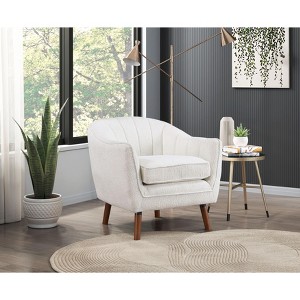 Sapphtopaz 1pc Mid-Century Accent Chair Chenille Fabric Upholstered Lounge Chair with Solid Wood Legs, Living Room Chair Comfy Chair - 1 of 4