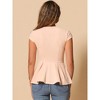 INSPIRE CHIC Women's Elegant Round Neck Cap Sleeve Solid Color Peplum Blouses - 4 of 4