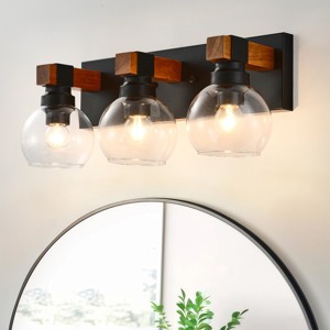 BAOURE 20.08" Black Bathroom Vanity Light Fixture, Rustic Wall Sconces with Glass Shade,Vanity Lighting Fixtures Over Mirror for Living Room Hallway - 1 of 4