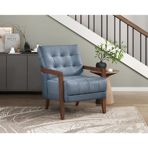 CAVINAS Leather Upholstered Accent Chair,Modern Arm Chairs with Solid Wood Arms and Legs for Bedroom,Reading Room - 1 of 4