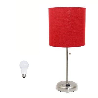 Simple Designs Sleek Slender Brushed Steel Table Lamp Red