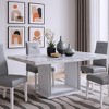 HomeRoots 79" Light Gray and White Marble and Wood Pedestal Base Dining Table - 2 of 4