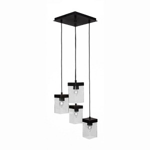 Toltec Lighting Nouvelle 4 - Light Pendant in  Espresso with 4" Square Clear Bubble Shade - 1 of 1