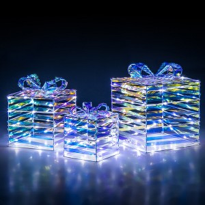 Tangkula 3 Pieces Christmas Lighted Gift Boxes 90 LED Light up Present Boxes w/ Bows - 1 of 4