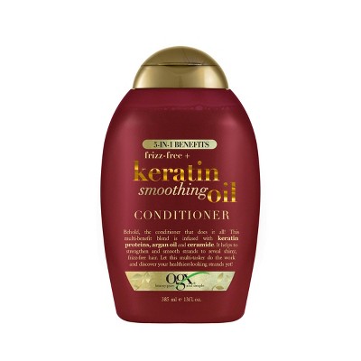 OGX Frizz-Free + Keratin Smoothing Oil Conditioner, 5 in 1, for Frizzy Hair, Shiny Hair  - 13 fl oz
