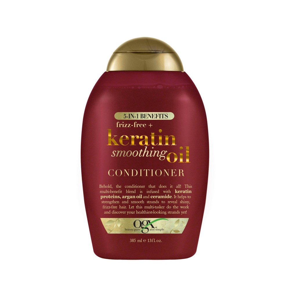 Photos - Hair Product OGX Frizz-Free + Keratin Smoothing Oil Conditioner, 5 in 1, for Frizzy Hai 