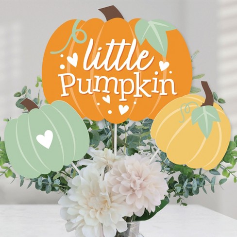 Big Dot of Happiness Little Pumpkin - Paper Straw Decor - Fall Birthday Party or Baby Shower Striped Decorative Straws - Set of 24