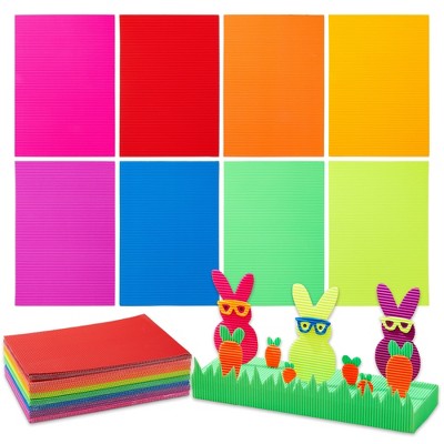Genie Crafts 64 Pack Corrugated Cardboard Sheets for Arts and Crafts, School Projects, 8 Bright Colors, 8.3 x 11.8 in