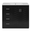 TUYOHW Bathroom Vanity with Ceramic Sink Combo, Solid Wood Frame Bathroom Storage Cabinet, Freestanding Vanity Set with 3 Drawers - 2 of 4