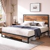 Bed Frame with Wooden Headboard and Footboard, Includes Under-Bed Storage, No Box Spring Needed, Easy Assembly, Rustic Brown. - 4 of 4