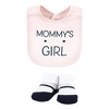 Hudson Baby Infant Girl Cotton Bib and Sock Set, Mommys Little Girl, One Size - 3 of 4