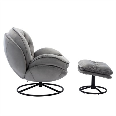 XINGHANZHENXUAN Modern Velvet Accent Chair with Ottoman, Armless Lounge Set for Living Room, Bedroom
